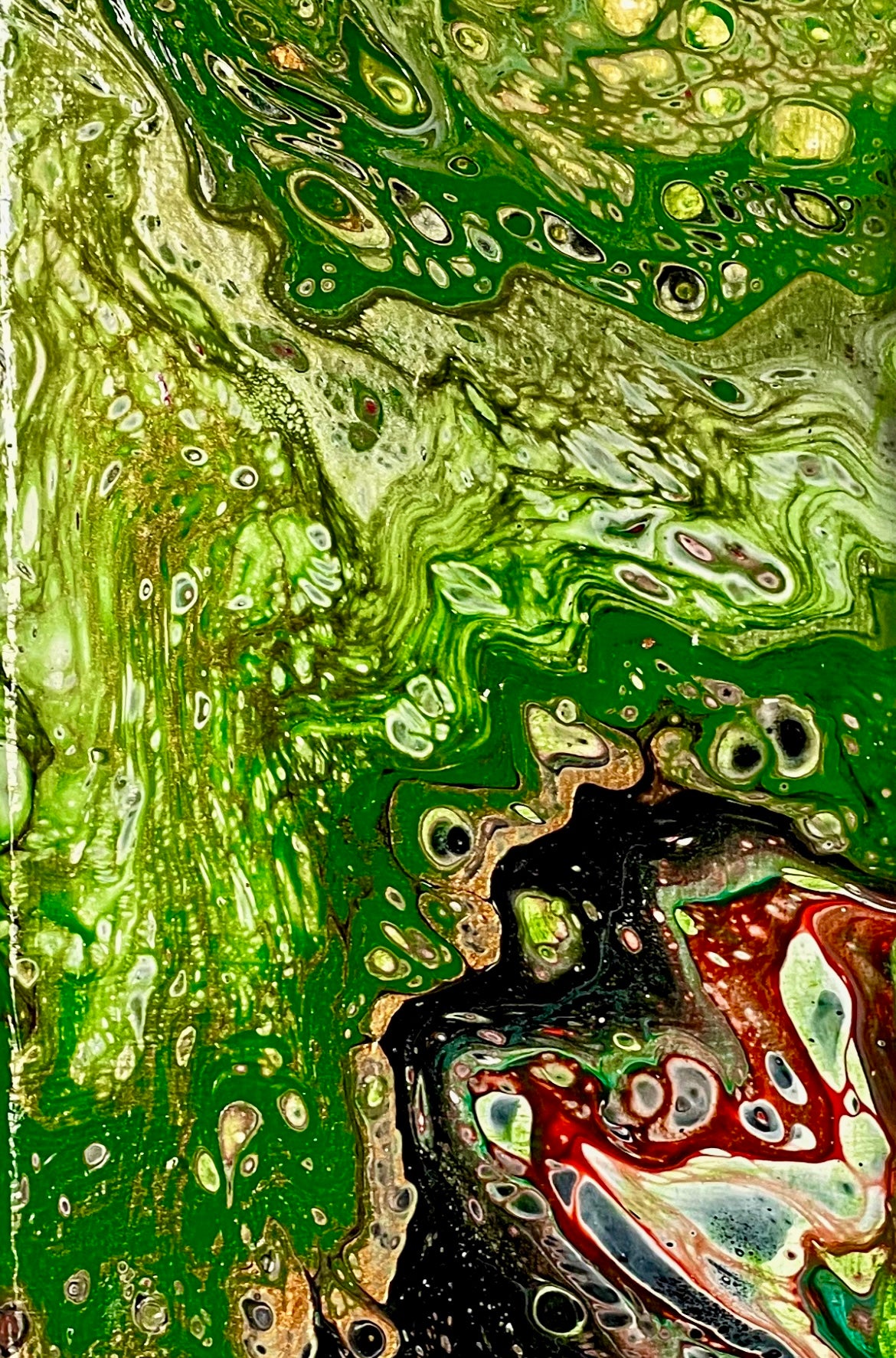 Pour Paint in “Mean Green”