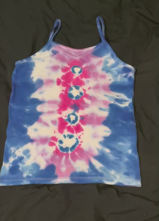 Red/White/Blue Tie-Dyed Girls Tank Sm
